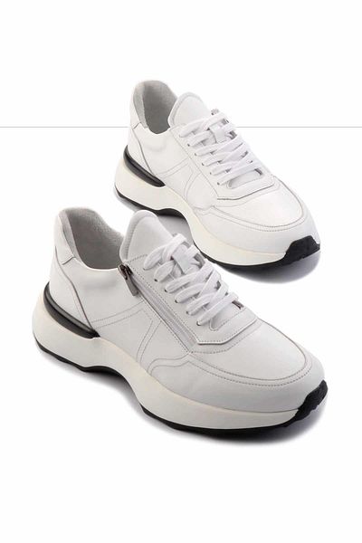 Bambi Λευκό Γνήσιο Δερμάτινο Ανδρικό Sneaker E01350709503