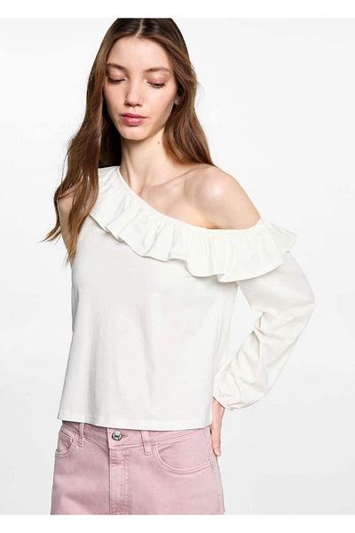 Mango Teen Frilled asymmetrical T-shirt