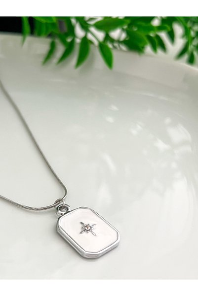 ALEYKA Fashionable Women's Necklace with Enamel North Star with Steel Chain