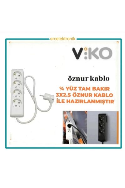 VİKO Viko Multi-Let 4 Lü 3X2.5 Öznur Kablo TAM BAKIR (3 METRE) Topraklı Çocuk...