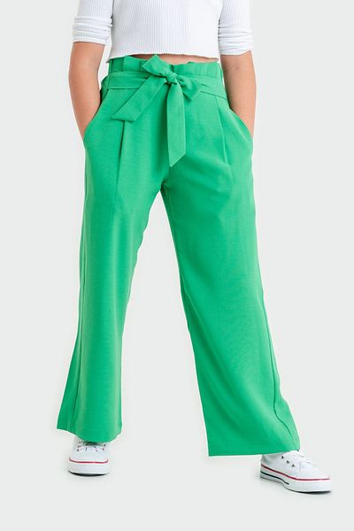 GİYİCEM TEKSTİL Girl's Lace-Up Waist Linen Trousers 2541