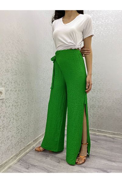 520CK Women's Trousers - Asymmetrical Front Side Tied / Slit Trousers