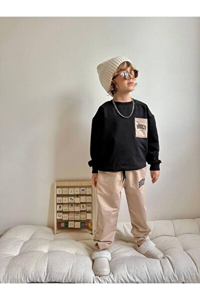 YİGİT BUTİK Boy's Bottom Top Set with Shirt Pockets