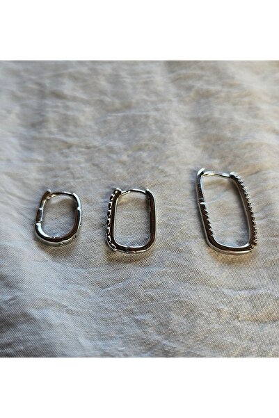 shesra Silver Plated Rectangle Triple Steel Earrings