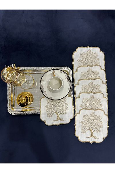Home 6 Pieces of Embroidered Glazing Party Napkins - Presentation, Cocktail, Coffee Side and Coasters