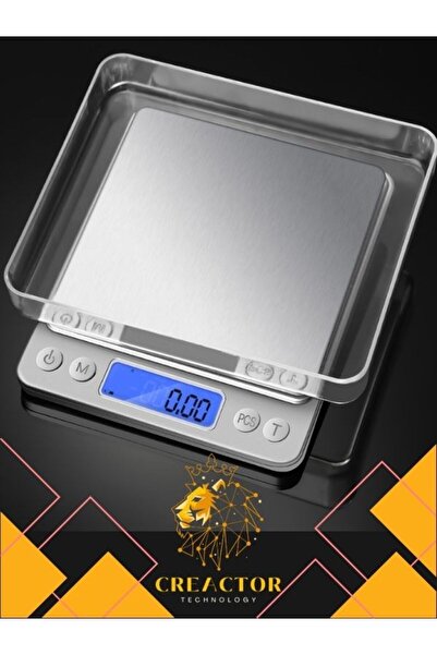 CREACTOR Dijital Hassas Kuyumcu Terazisi 0,1 Gr Hassasiyetli Kapasiteli Mutfa...