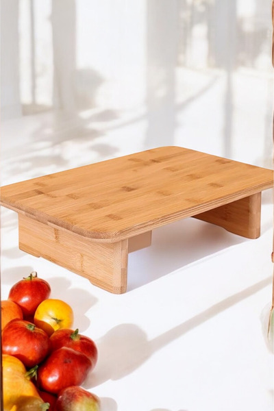 Homerest Ayaklı Bambu Dikdörtgen Kesim Tahtası, Kesme Tahtası, Ekmek Tahtası, Et Tahtası, Sebze Tahtası