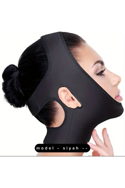 AboutThePerfect Siyah Çene ve Boyun Bandı, Yüz Şekillendirme ve Destek Aparatı
