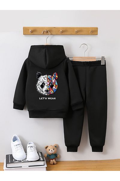 Let's Wear الباندا الغريبة المطبوعة قسط 3 طقم بدلة رياضية مدمجة من Yarn - طقم رياضي مكون من قطعتين