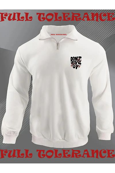 FULL TOLERANCE Dont Give up Printed Men's Zip-Up Collar Sweatshirt