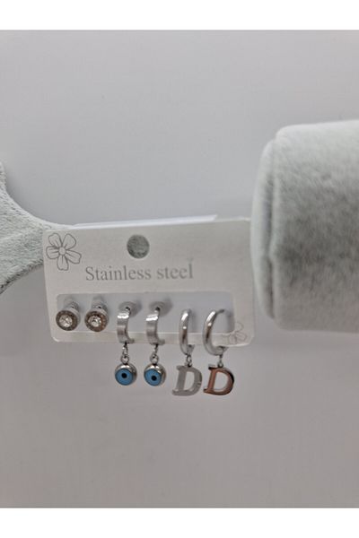 stainless steell طقم مكعبات من الفولاذ مكون من 6 قطع مع خرز على شكل حرف D