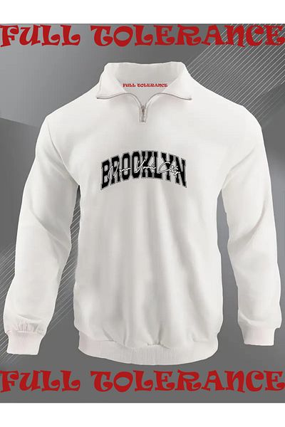 FULL TOLERANCE Brooklyn New York City Vintage Printed Men's Zip-Up Neck Sweatshirt
