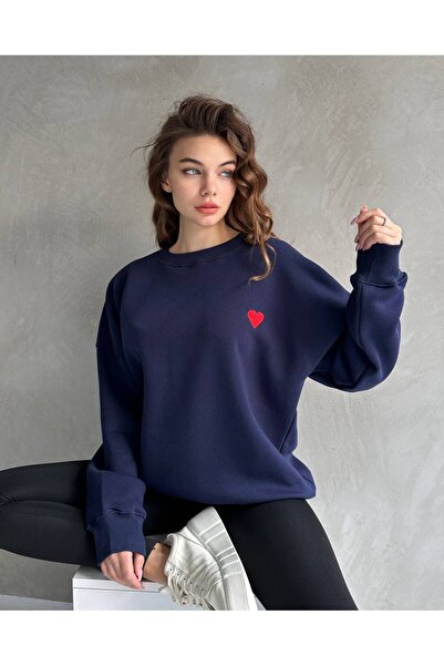 shopshop Ženska majica sa detaljnim srcem Čupkani materijal Osnovni Oversize ...