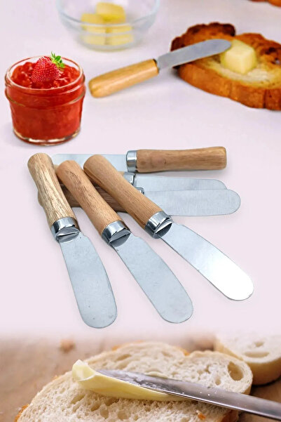 ROBOLOG Çelik Express Ahşap Bambu Saplı Tereyağı Reçel Kahvaltı Bıçağı 1 Paket Içeriği 6 Adet