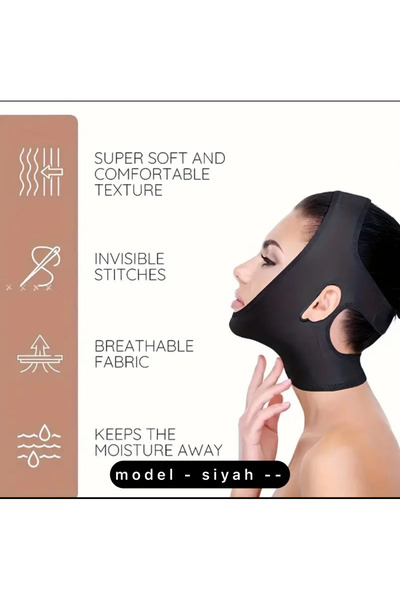 AboutThePerfect Siyah Çene ve Boyun Bandı, Yüz Şekillendirme ve Destek Aparatı