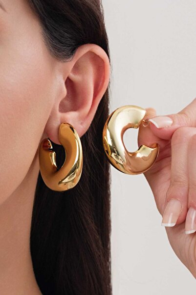 MRK Kadın Dalgalı İthal Halka Çelik Küpe