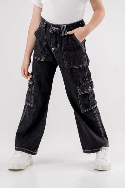 GİYİCEM TEKSTİL White Stitched Girls' Jeans 2107