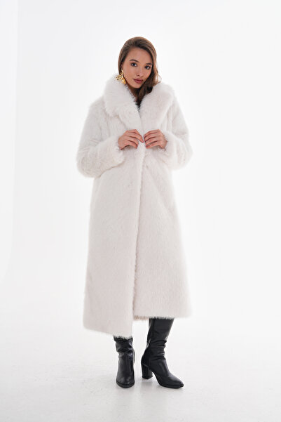 NAVY Full Length Furry Coat