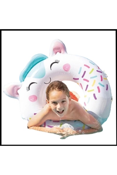 Uygunayakala Uyguna-Yakala 76 cm Sevimli Kedi Figürlü Çocuk Yüzme Simidi-İTL.043