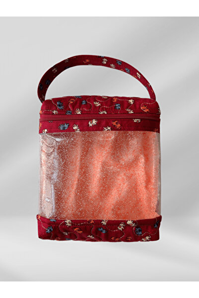 Ays Quilt حقيبة مكياج شفافة منقوشة - بسحاب ومقبض للحمل