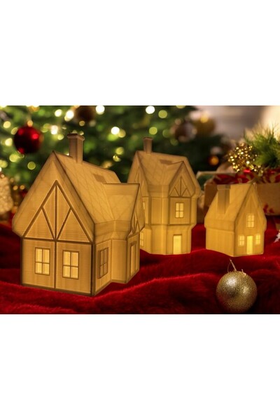 METADESİNG مجموعة من 3 منازل عيد الميلاد للعام الجديد - هدية حامل شموع تيلايت