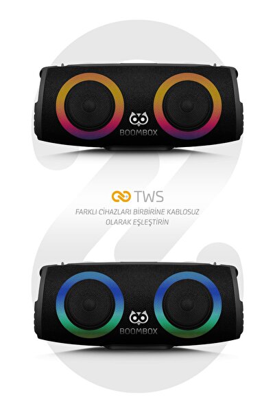 peakaks Bluetooth Hoparlör 30W Çift Bass Usb Hafıza Kartı Aux Radyo Led Işıklı Hi-Fi Ses Bombası