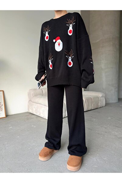 Butik Christmas - Deer Patterned Bottom Top Knitwear Set