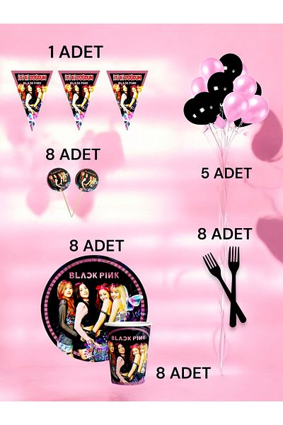 VibeHome 8-Person Blackpink Themed m Pack - Birthday Party and Fun Events