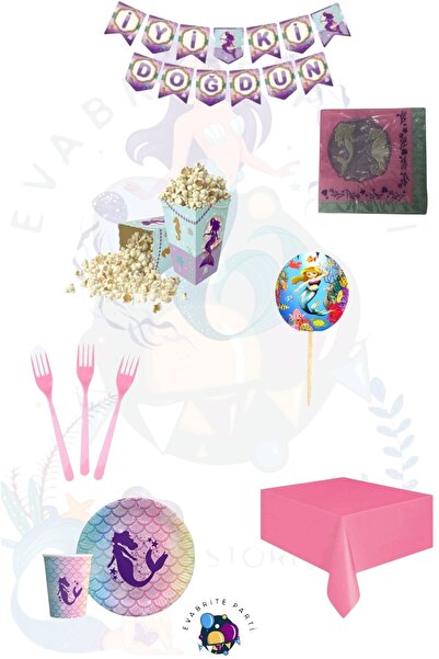 Evabrite Σετ 8 ατόμων με θέμα Γοργόνα Lüxka - Προμήθειες για σετ πάρτι γενεθλίων