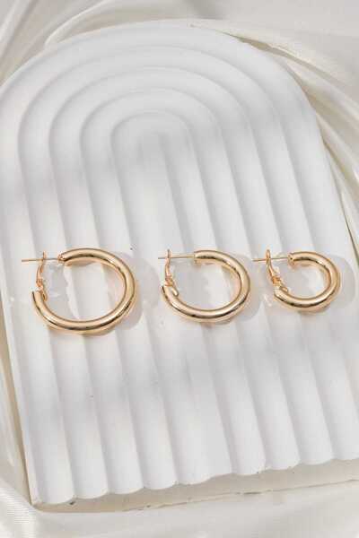 MRK 3 Pieces 3 Size Women's Hoop Earrings - Multi Pack
