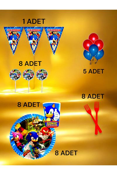 VibeHome Sonic Themed m Pack for 8 - Birthday Party and Fun Events