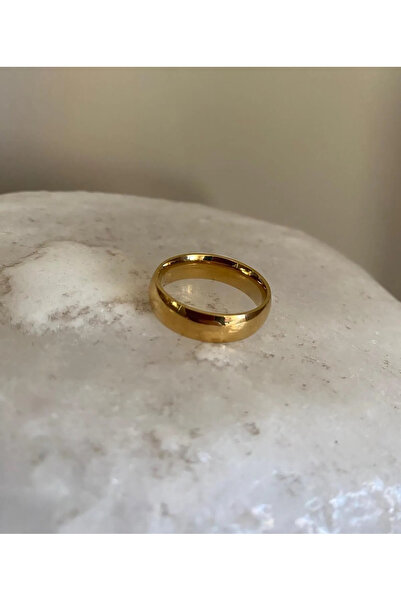 Haziran خاتم زفاف نسائي من الفولاذ المطلي بالذهب، رقم: 7