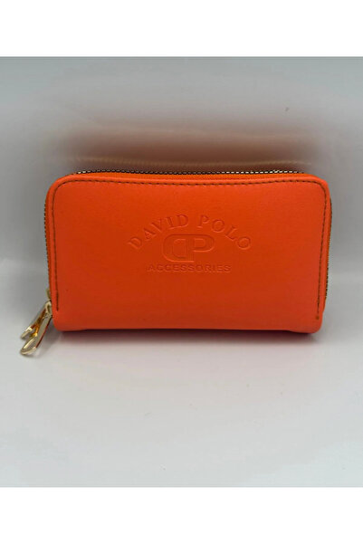 DEV 3 ADAM Kadın Turuncu Çift Fermuarlı Orta Boy Cüzdan