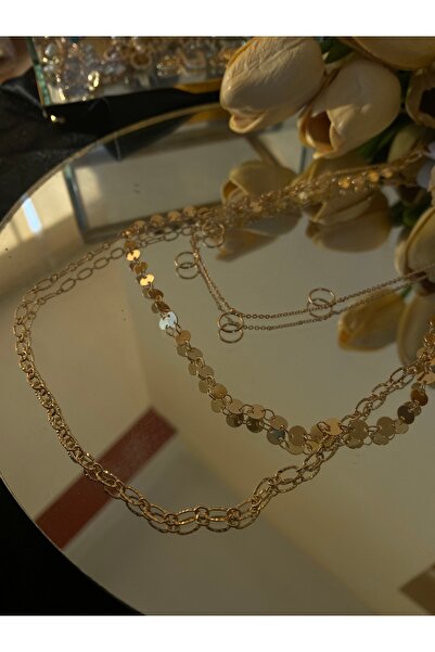 Mahperin 3lü Tasarım Çelik Kolye