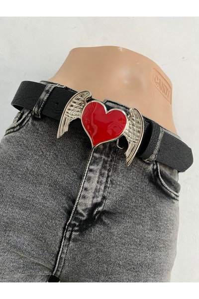 Aksabeltchokers 4.cm Heart with Wings Buckle Vintage Women's Pants Belt