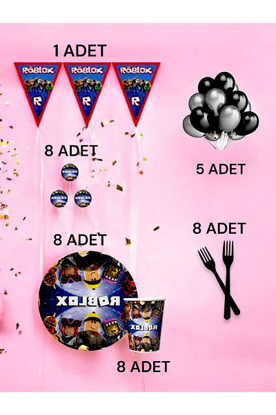 VibeHome 8-Person Roblox Themed m Pack - Birthday Party and Fun Events