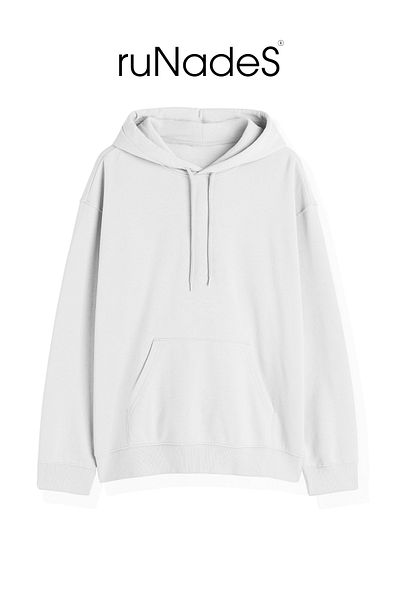 ruNadeS Unisex Basic Relax Fit White Hoodie Sweatshirt