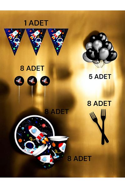 VibeHome Space Themed m Pack for 8 - Birthday Party and Fun Events