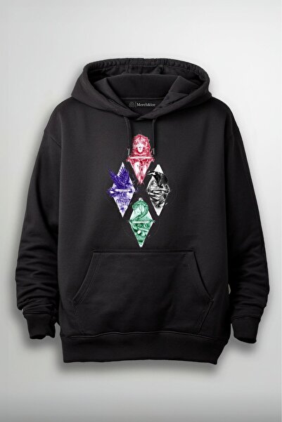 Merch&ice Harry Potter - Hogwarts Sınıf (Gryffindor, Hufflepuff, Ravenclaw, Slytherin) Baskılı Unisex Hoodie