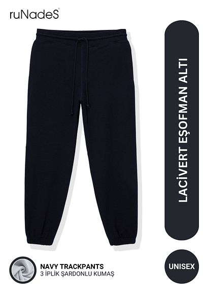 ruNadeS Unisex Basic Relax Fit Navy Blue Jogger Sweatpants