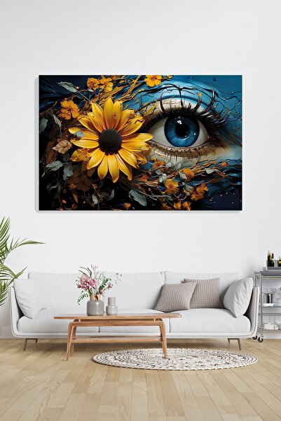KanvasSepeti Tablou cu flori - Floarea Soarelui: Ochiul Naturii, pictură în u...