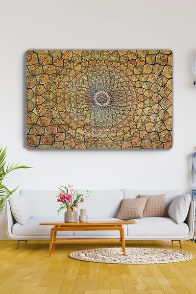 KanvasSepeti Pictură murală vintage cu motiv etnic - Tablou decorativ pe pânz...