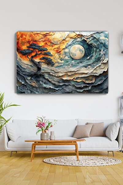 KanvasSepeti On the Edge of Night Canvas Wall Painting - Home Living Room - B...