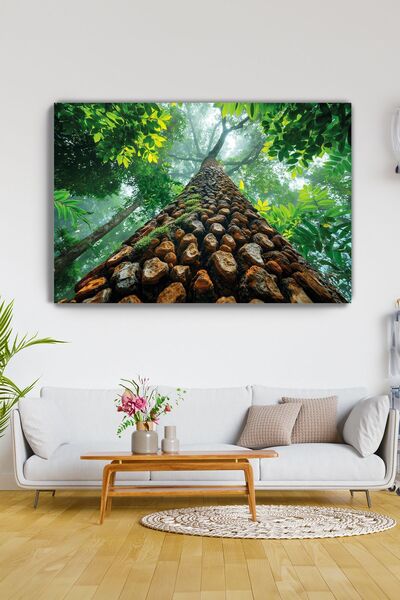 KanvasSepeti Pictură pe pânză cu trunchi de copac - Decor pentru casă, sufrag...