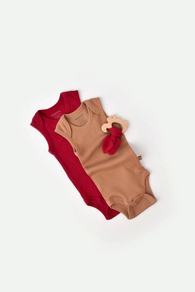 BabyCosy Body fără mâneci pentru bebeluși 2 bucăți, țesătură modal 50% - 50% bumbac organic, seria pentru bebeluși și nou-născuți - Csym1111