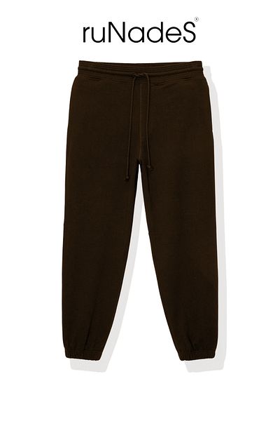 ruNadeS Unisex Basic Relax Fit Καφέ Φούτερ Jogger