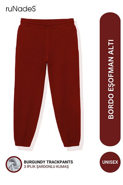 ruNadeS Unisex Basic Relax Fit Burgundy Jogger Sweatpants