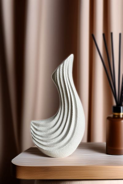 Obaco Elegant Modern Scandinavian Swan Vase - 23cm Bioplastic, Artificial Flower Pattern