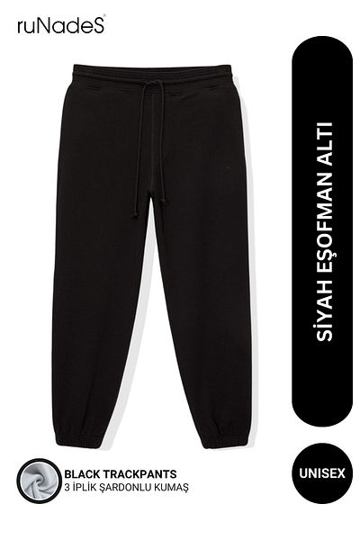 ruNadeS Unisex Basic Relax Fit Black Jogger Sweatpants