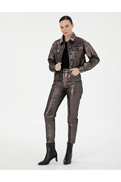 Pierre Cardin Shiny Anthracite Mom High Waist Fit Jean Trousers 50291405-Vr006